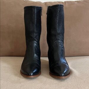 Italeau size 37 black waterproof laser cut calf high boot